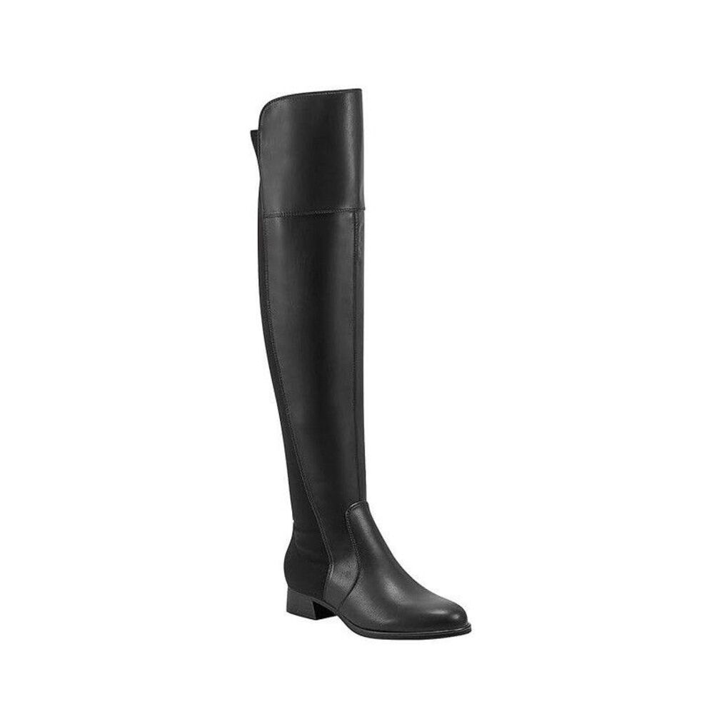 Marc Fisher Womens 7 M Black Faux Leather Terra Over The Knee Boots NIB OU9